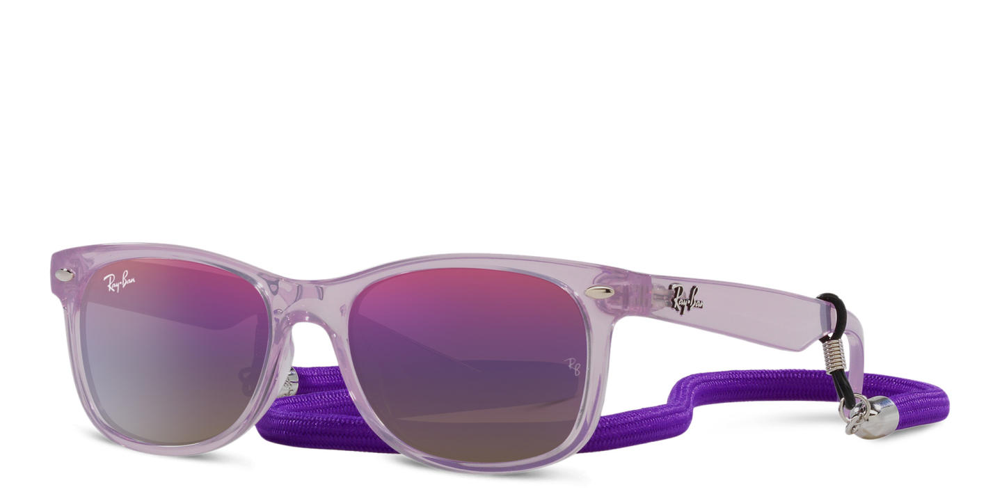 Shop Ray-Ban Junior New Wayfarer Kids Square Sunglasses in Opal Purple online.