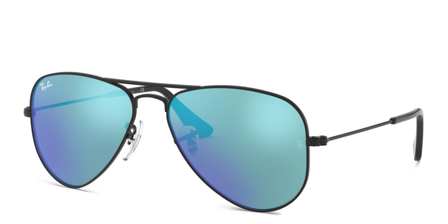 Ray-Ban Junior Kids Mirror Aviator Sunglasses in Black – Product Photo 1