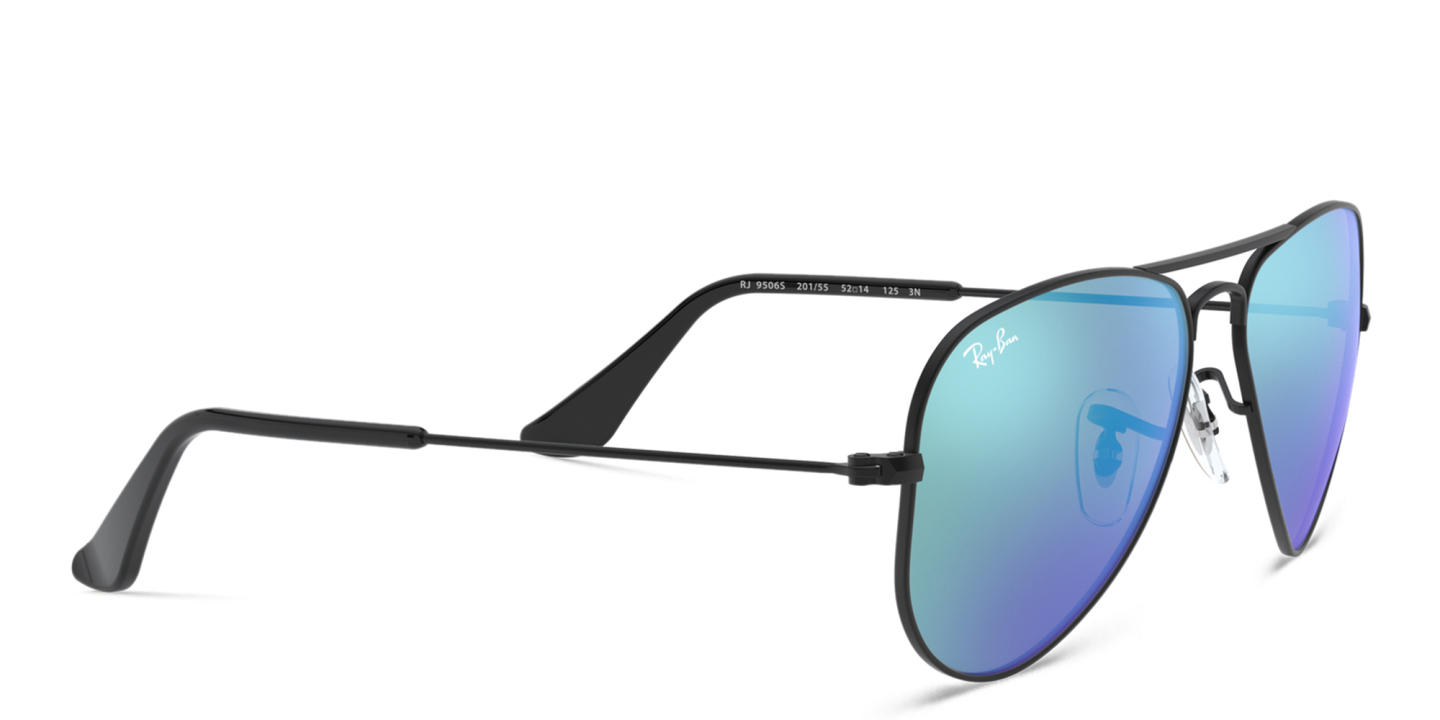 Ray-Ban Junior Kids Mirror Aviator Sunglasses in Black – Product Photo 3