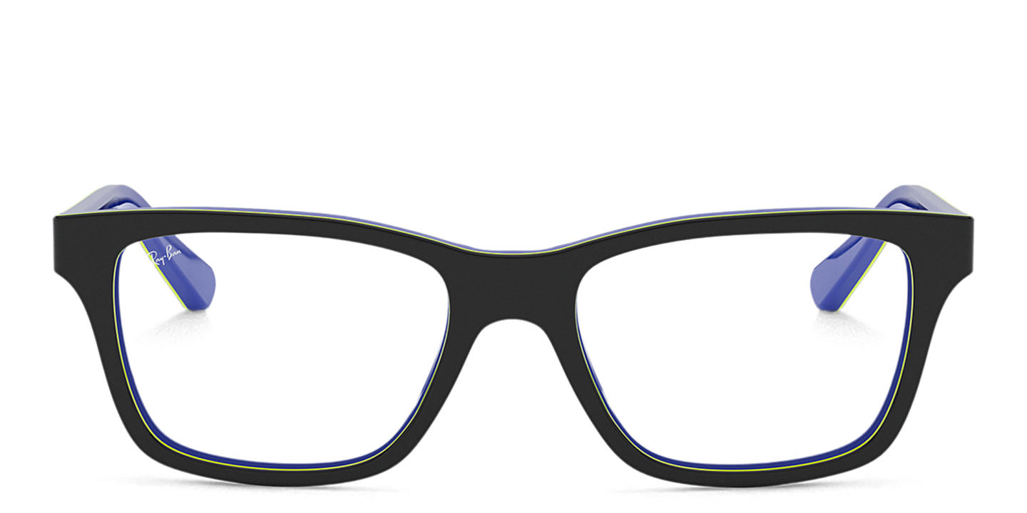 Ray-Ban Junior Kids Square Eyeglasses in Dark Grey On Blue – Product Photo 0