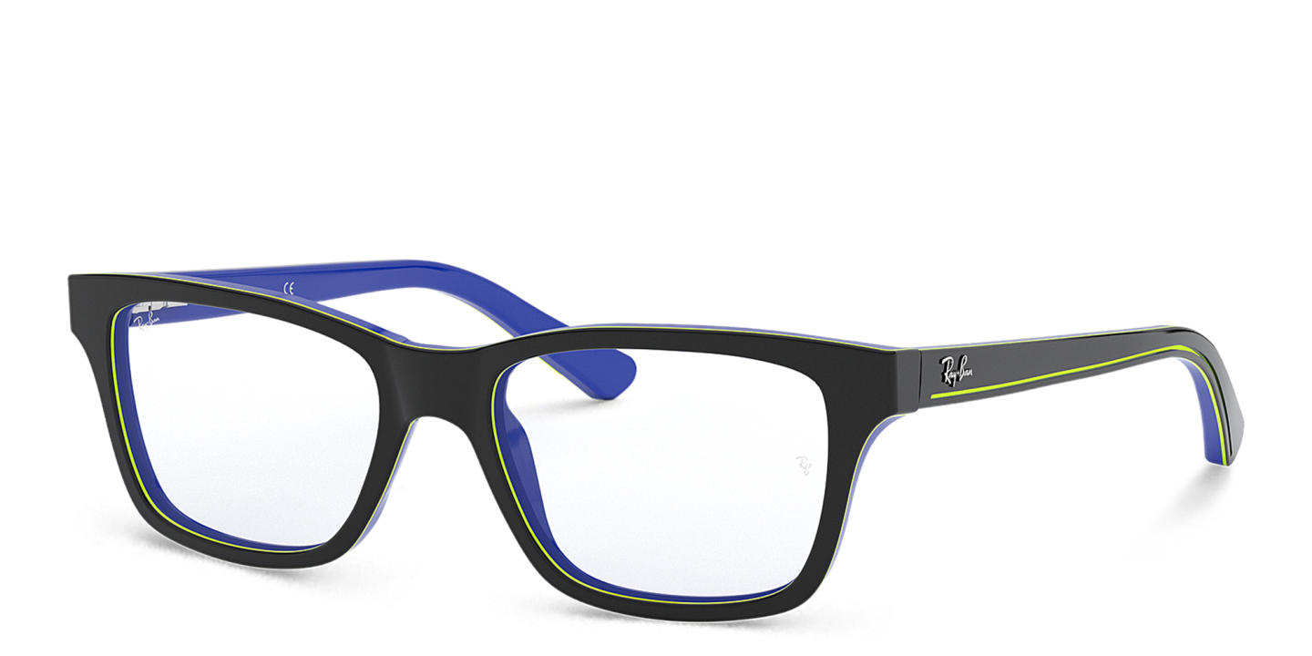 Ray-Ban Junior Kids Square Eyeglasses in Dark Grey On Blue – Product Photo 1