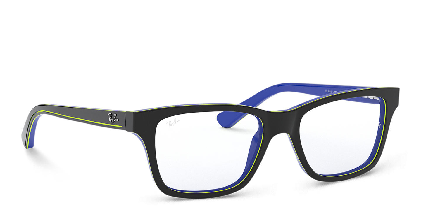 Ray-Ban Junior Kids Square Eyeglasses in Dark Grey On Blue – Product Photo 3