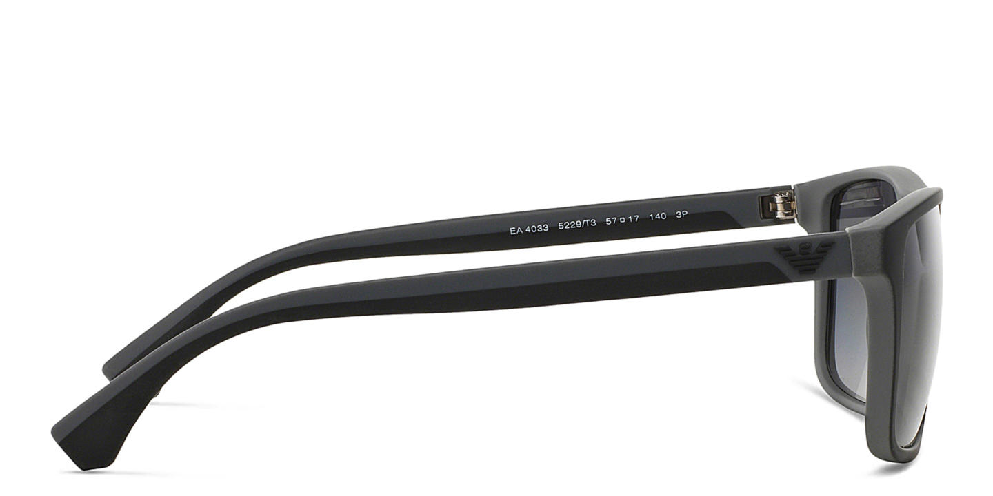 Shop Emporio Armani Square Sunglasses in Rubber Black & Grey online.