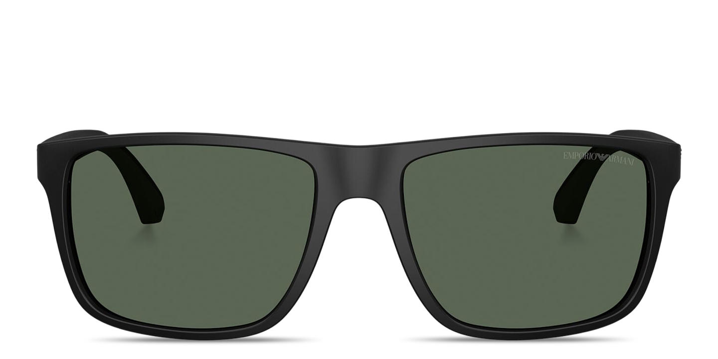 Shop Emporio Armani Logo Square Sunglasses in Matte Black online.