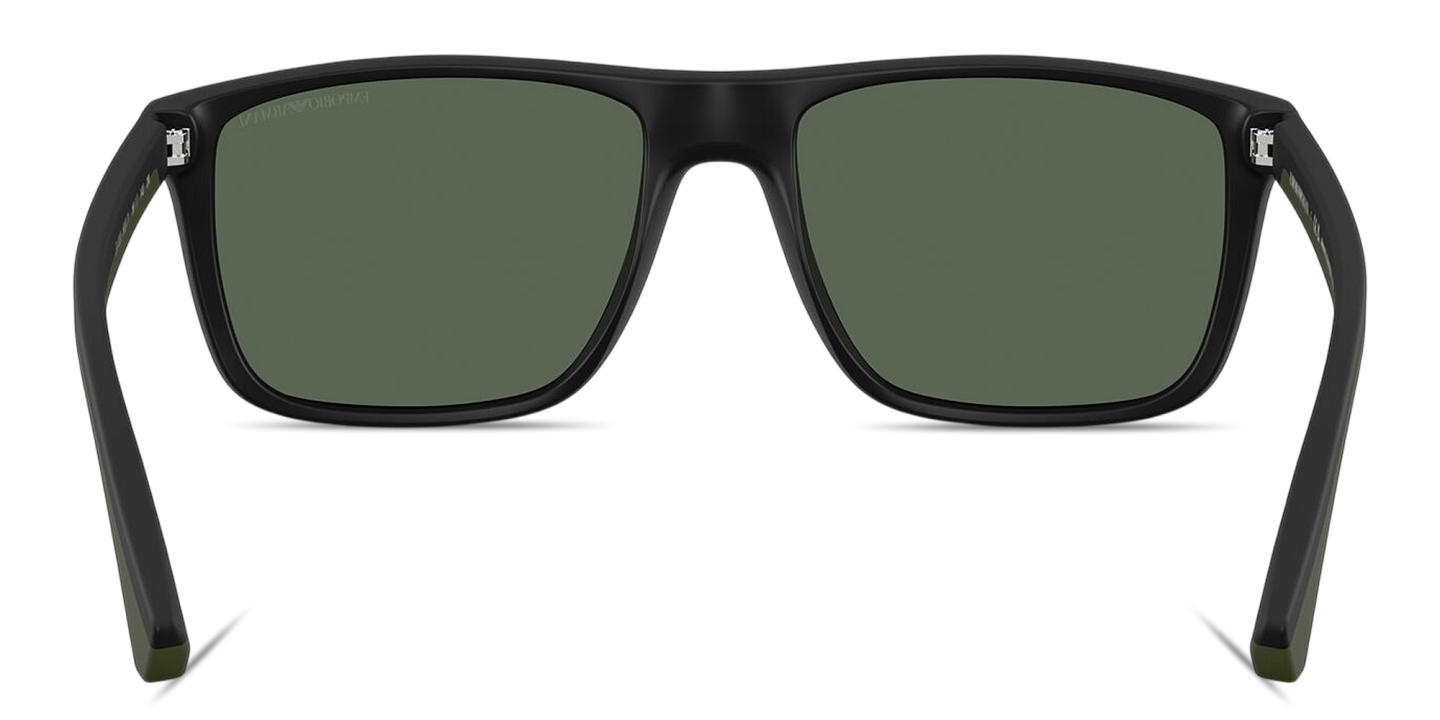 Shop Emporio Armani Logo Square Sunglasses in Matte Black online.