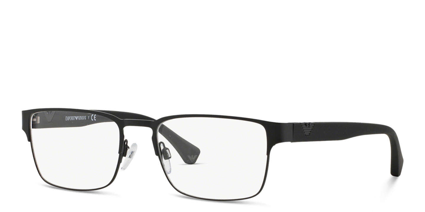 Emporio Armani Wide Rectangle Eyeglasses in Black – Product Photo 1