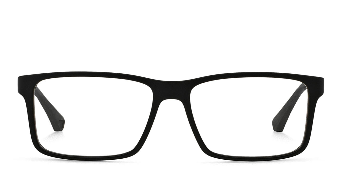 Emporio Armani Rectangle Eyeglasses in Rubber Black – Product Photo 0