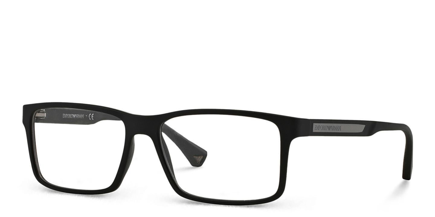 Emporio Armani Rectangle Eyeglasses in Rubber Black – Product Photo 2