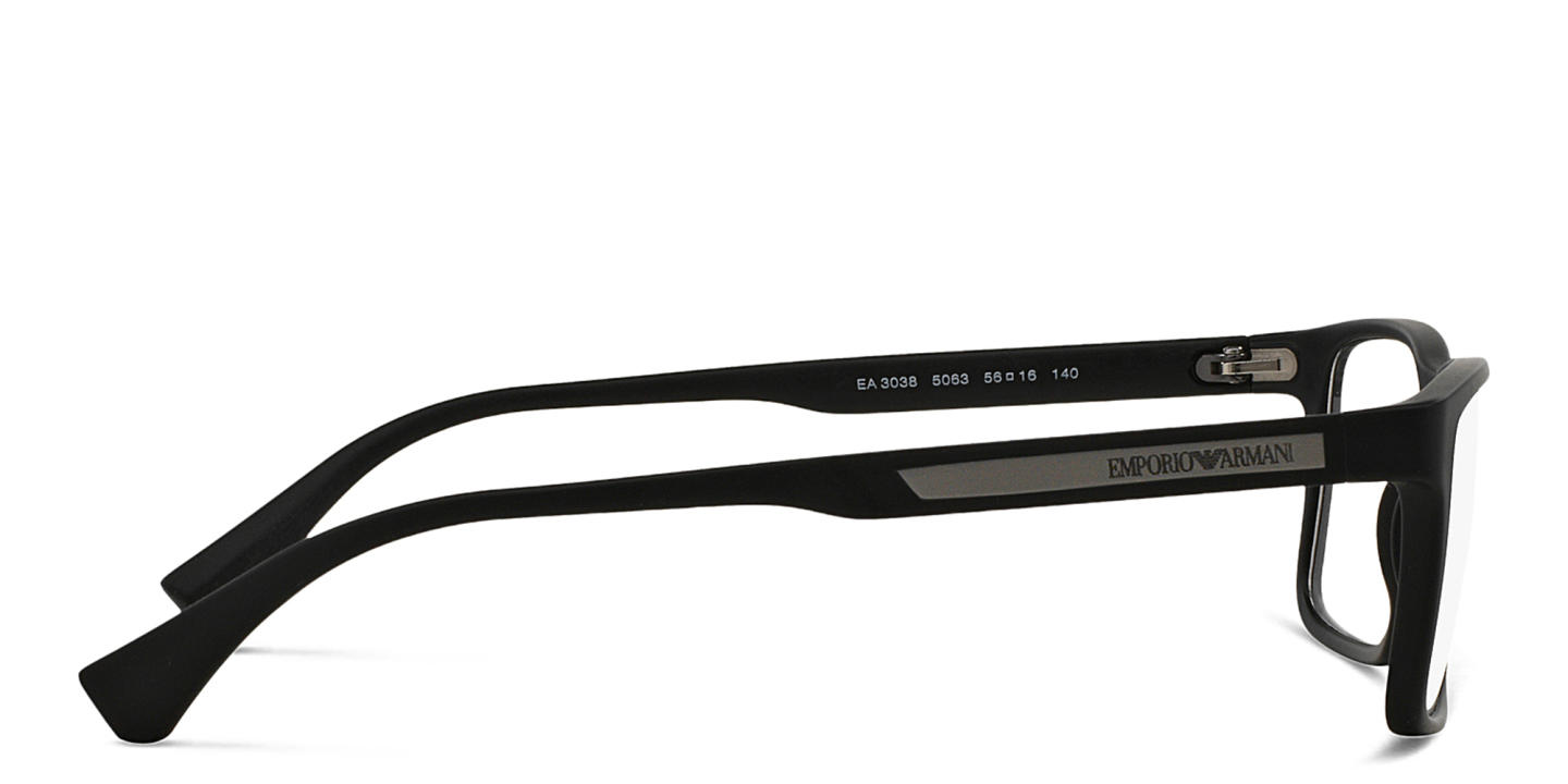 Emporio Armani Rectangle Eyeglasses in Rubber Black – Product Photo 3