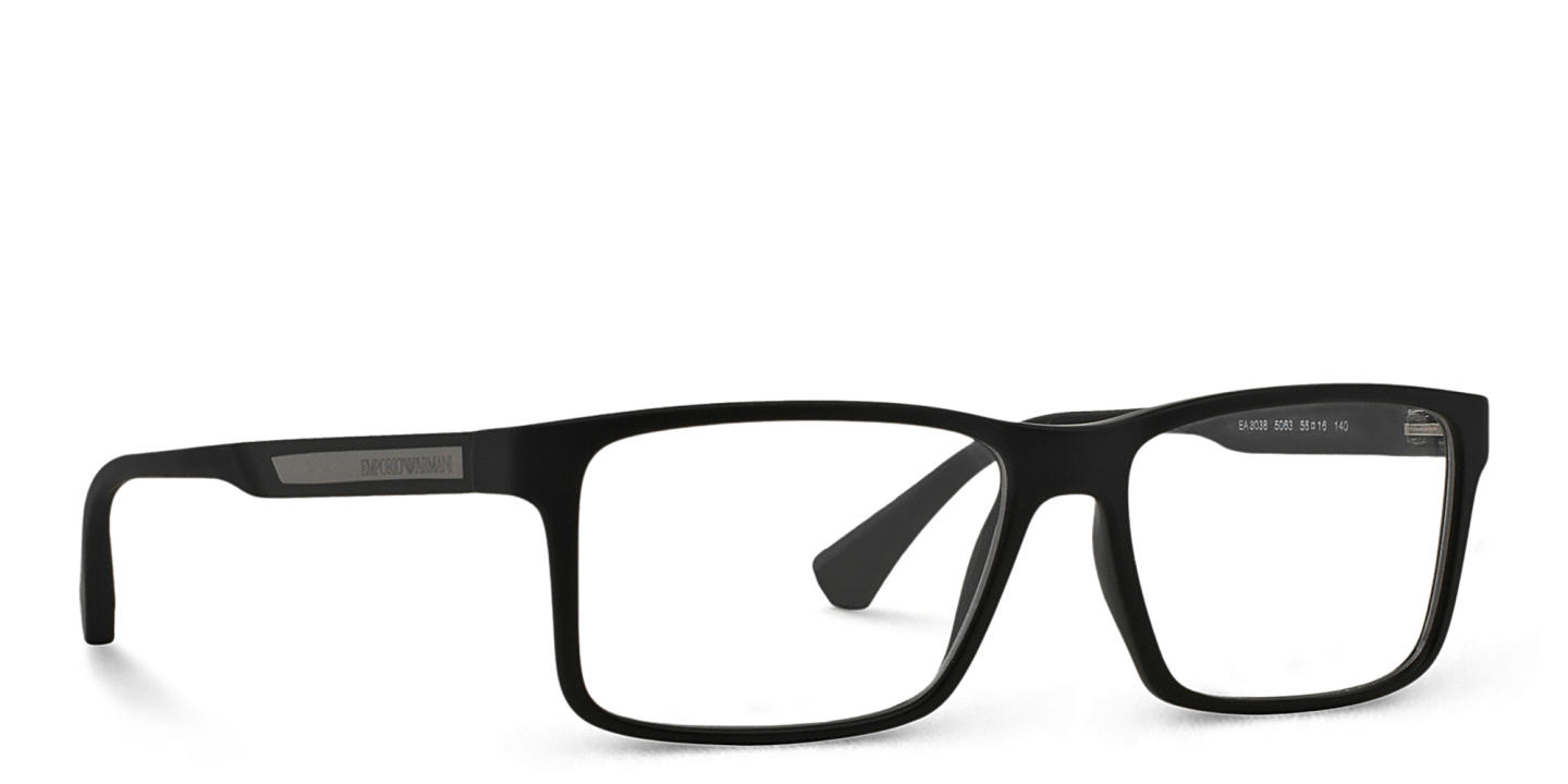 Emporio Armani Rectangle Eyeglasses in Rubber Black – Product Photo 4