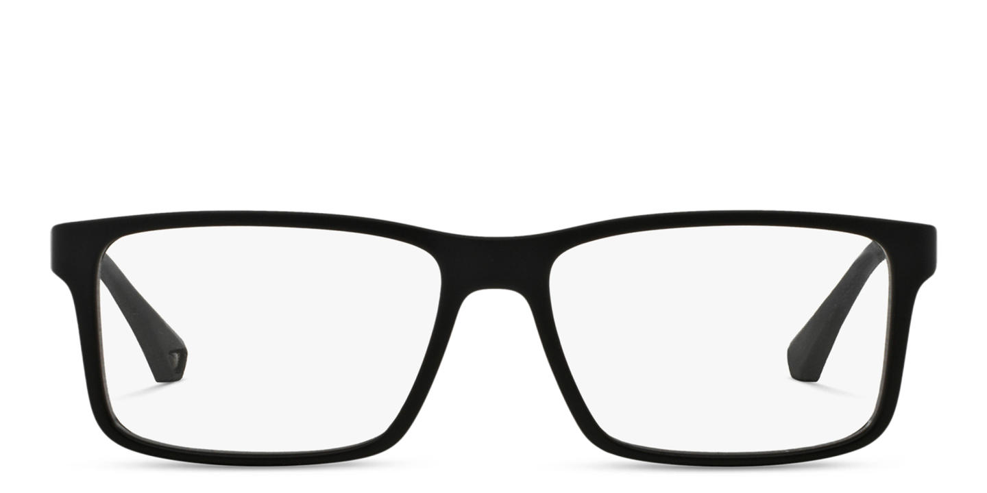 Emporio Armani Wide Rectangle Eyeglasses in Black – Product Photo 0