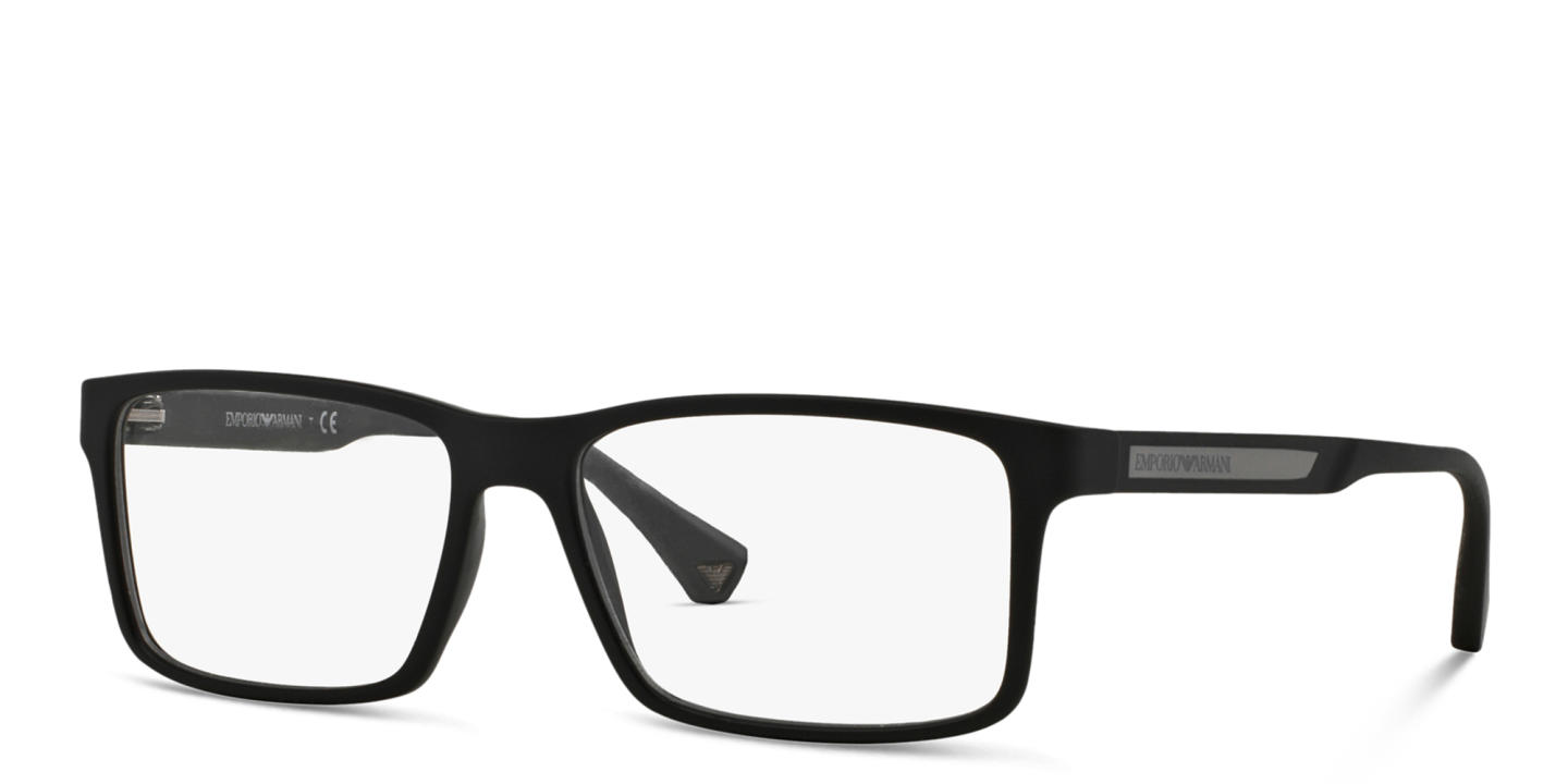 Emporio Armani Wide Rectangle Eyeglasses in Black – Product Photo 1