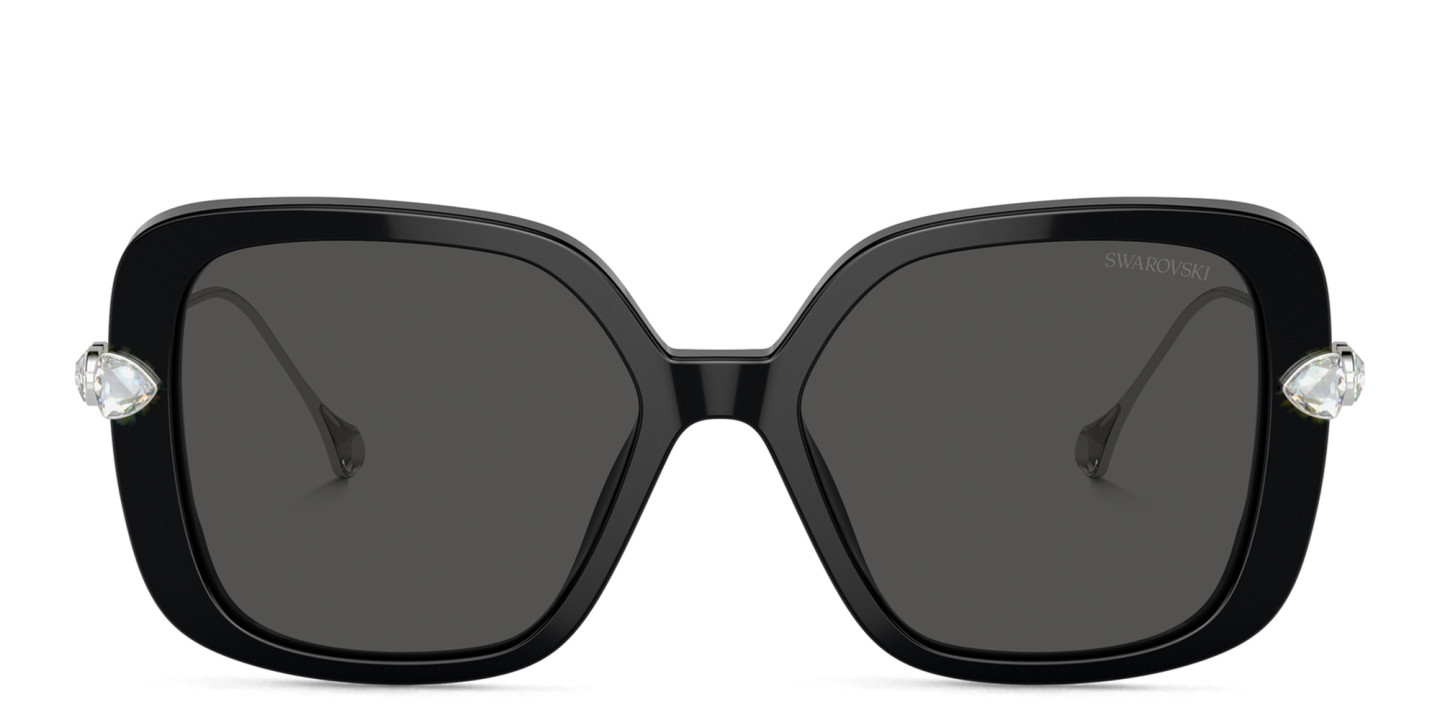 Swarovski Black Oversized Sunglasses with Crystal Embellishments Swarovski SK7022 4001/87 Sunglasses - US main image 4