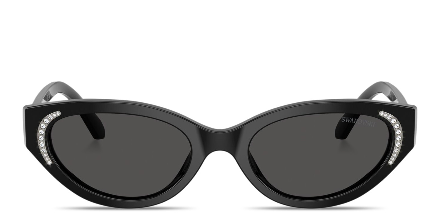 Oval sunglasses.  Swarovski crystal embellished Amazon.com: Swarovski SK7009 Sunglasses, Matte Green/Dark  main image 4