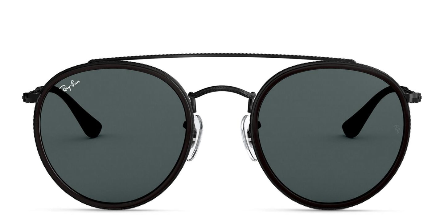 Ray-Ban Round Double Bridge Sunglasses in Polished Black with Blue/Grey Lenses Buy Ray-Ban RB3647N ROUND DOUBLE BRIDGE Round Shaped Non  main image 3