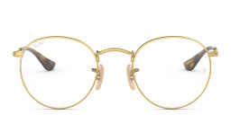 Shop Ray-Ban Round Metal Optics Eyeglasses in Gold online.