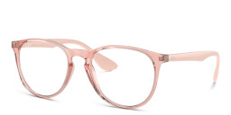 Shop Ray-Ban Erika Round Eyeglasses in Transparent Pink online.
