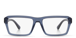 Emporio Armani Wide Rectangle Eyeglasses in Shiny Transparent Blue – Product Photo 1
