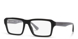 Emporio Armani Wide Rectangle Eyeglasses in Shiny Black – Product Photo 3