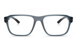 Shop Prada Linea Rossa Logo Signature Irregular Eyeglasses in Transparent Azure online.