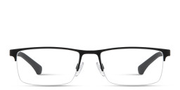 Emporio Armani Logo-Engraved Half-Rim Rectangle Eyeglasses in Rubber Black – Product Photo 1