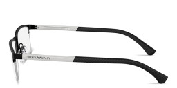 Shop Emporio Armani Modern Half-Rim Rectangle Eyeglasses in Matte Black online.