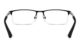 Shop Emporio Armani Modern Half-Rim Rectangle Eyeglasses in Matte Black online.