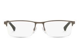 Shop Emporio Armani Half Rim Wide Rectangle Eyeglasses in Gunmetal online.