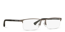 Shop Emporio Armani Half Rim Wide Rectangle Eyeglasses in Gunmetal online.