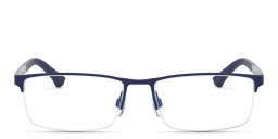 Emporio Armani Half Rim Rectangle Eyeglasses in Rubber Blue – Product Photo 1