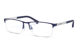 Emporio Armani Half Rim Rectangle Eyeglasses in Rubber Blue – Product Photo 3