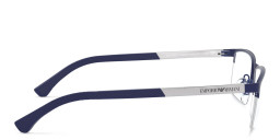 Emporio Armani Half Rim Rectangle Eyeglasses in Rubber Blue – Product Photo 4