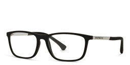 Emporio Armani Rectangle Eyeglasses in Rubber Black – Product Photo 3