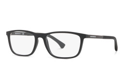 Emporio Armani Rectangle Eyeglasses in Rubber Black – Product Photo 2