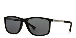 Emporio Armani Rectangle Sunglasses in Rubber Black – Product Photo 2