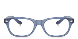 Ray-Ban Logo Kids Rectangle Eyeglasses in Transparent Blue – Product Photo 1