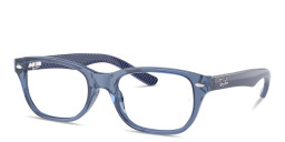 Ray-Ban Logo Kids Rectangle Eyeglasses in Transparent Blue – Product Photo 2