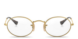 Shop Ray-Ban Oval Optics Unisex Eyeglasses in Polished Arista Gold online.