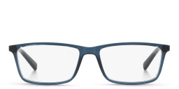 Shop Armani Exchange Wide Rectangle Eyeglasses in Transparent Blue online.