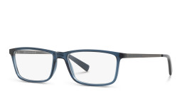 Shop Armani Exchange Wide Rectangle Eyeglasses in Transparent Blue online.