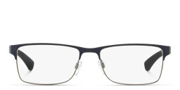 Emporio Armani Rectangle Eyeglasses in Rubber Blue & Gunmetal – Product Photo 1