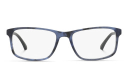 Emporio Armani Eagle Logo Rectangle Eyeglasses in Matte Striped Blue – Product Photo 1