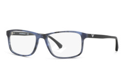 Emporio Armani Rectangle Eyeglasses in Matte Striped Blue – Product Photo 3