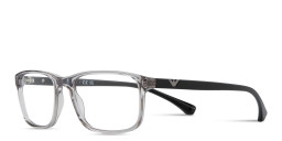 Emporio Armani Eagle Logo Rectangle Eyeglasses in Transparent Grey – Product Photo 2