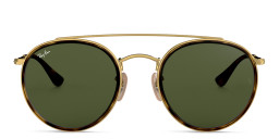 Ray-Ban Round Double Bridge Sunglasses in Gold/Green – Product Photo 1