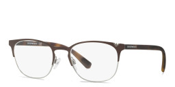 Emporio Armani Oval Eyeglasses in Matte Brown & Gunmetal – Product Photo 3