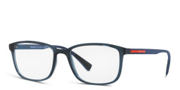 Prada Linea Rossa Wide Rectangle Eyeglasses in Blue – Product Photo 3