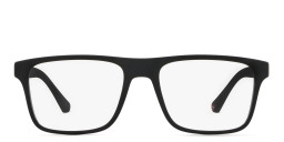 Shop Emporio Armani Rectangle Eyeglasses in Matte Black online.