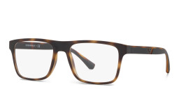 Emporio Armani Rectangle Eyeglasses in Matte Havana – Product Photo 3