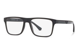 Shop Emporio Armani Rectangle Eyeglasses in Matte Black online.